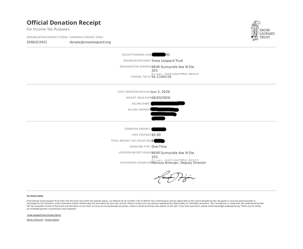 Snow Leopard Trust Donation