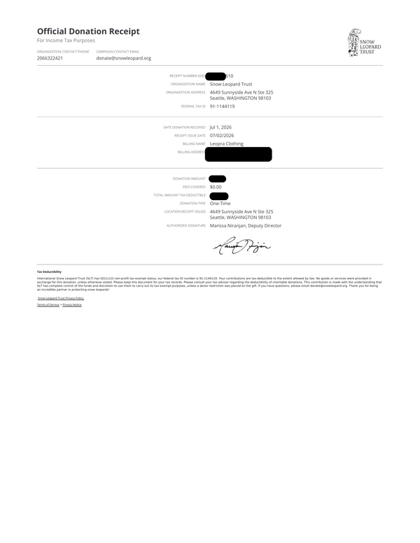 Snow Leopard Trust Donation
